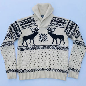POLO Ralph Lauren Reindeer Shawl Neck Sweater RARE
